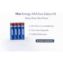 Dukkanıum Max Energy Aaa Ince Kalem Pil 1.5V R03 Heavy Duty Ultra Power 4 Lü 1 Paket