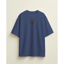 Muhtar Store Erkek Siyah Kedi Baskılı Oversize Tişört – Minimal Black Cat Tasarım