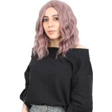 Dua Giyim Fiber Sen Kısa Dalgalı Perçemsiz Peruk / Gül Kurusu