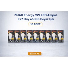 Zemira Home Zmax Energy 9W LED Ampul E27 Duy 6500K Beyaz Işık 720 Lümen 60W Eşdeğer Enerji Tasarruflu 10 Adet