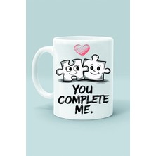 Olympus Plus You Complete Me Sen Beni Tamamlıyorsun Tasarım Baskılı Beyaz Klasik Kupa Bardak