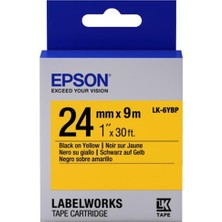 Zemira Home Epson Lk-6ybp Pastel Sarı Üzeri Siyah 24MM 9metre Etiket
