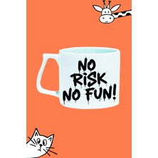 Olympus Plus No Rısk No Fun Risksiz Eğlence Olmaz Moddo Tasarım Baskılı Beyaz Lüks Sap Kupa Bardak