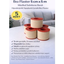 Dukkanıum Bez Flaster 5 cm x 5 M Medikal Sabitleme Bandı Hipoalerjenik Yapışkanlı Cerrahi Bez Flaster 5 Adet