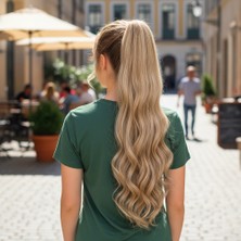 Tokalı Dalgalı At Kuyruğu / Karamel Platin Röfleli