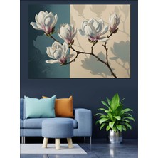 Tablomega Dallarda Açan Büyük Beyaz Manolyalar Dekoratif Kanvas - Mdf Ahşap Tablo