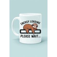 Olympus Plus Enerji Yükleniyor Lütfen Bekleyin Miskin Hayvan Moddo Tasarım Baskılı Beyaz Klasik Kupa Bardak