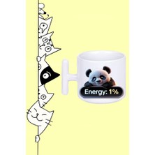Olympus Plus Yorgun Panda Energy %1 Moddo Tasarım Baskılı Beyaz T Sap Kupa Bardak
