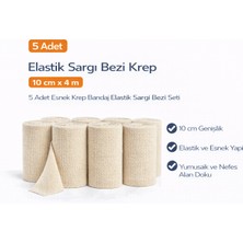 Dukkanıum Elastik Sargı Bezi Krep 10 cm x 4 M 5 Adet Esnek Krep Bandaj Elastik Sargı Bezi Seti