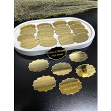 Pleksi Etiket 1 mm Arkası Yapışkanlı Gold ve Gümüş ( 25 Adet ) 4x3 cm