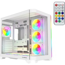 Rampage Lyron Kumandalı 7*12CM Argb Fan+Kontrolcü Pwm Fanlı Atx/m-Atx Beyaz Oyuncu Kasası