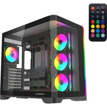 Rampage Lyron Kumandalı 7*12CM Argb Fan+Kontrolcü Pwm Fanlı Atx/m-Atx Siyah Oyuncu Kasası