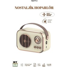 Neffo Nostaljik Görünümlü Retro Tf Kart Bluetooth USB  Destekli Küçük Boy Nostalji Hoparlör