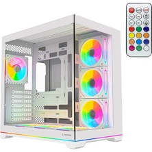 Rampage Kaızer Kumandalı 7*12CM Argb Fan+Kontrolcü Pwm Fanlı Atx/m-Atx Beyaz Oyuncu Kasası