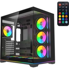 Rampage Kaızer Kumandalı 7*12CM Argb Fan+Kontrolcü Pwm Fanlı Atx/m-Atx Siyah Oyuncu Kasası