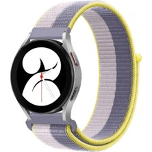 AyrStore Newface Samsung Galaxy Watch 4 Hasırlı Cırtcırtlı Kordon - Gri-Beyaz
