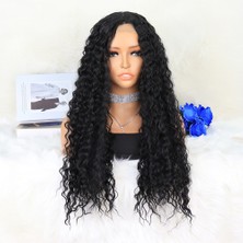 Afro Dalga Siyah Orta Boy Tül Peruk