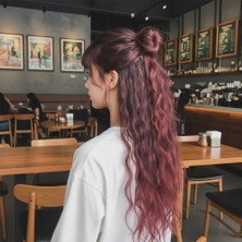 Dua Giyim Fiber Sen Kabarık Dalgalı 8 Parça Çıt Çıt / Koyu Kızıl