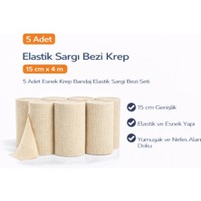 Dukkanıum Elastik Sargı Bezi Krep 15 cm x 4 M 5 Adet Esnek Krep Bandaj Elastik Sargı Bezi Seti