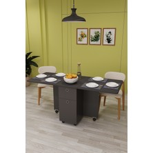 Asra Trend Lüks Katlanır Mutfak Yemek Masası %100 MDF Pratik Çekmece+Dolaplı Çalışma Masası KM28
