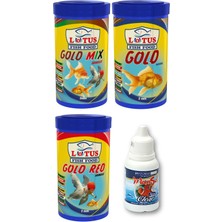 Japon Balığı Yemi 3x100ml ve Berraklaştırıcı Seti, Lotus Natural,Red,Mix