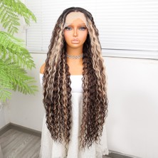 Afro Dalga Doğal Çikolata Kahve Ombreli Işıltılı Fiber Sen Tül Peruk