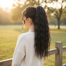 Dua Giyim Bağlamalı Kabarık Dalgalı At Kuyruğu / Kahverengi