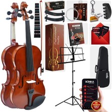 Midex CVL-744-NTYS Profesyonel 4/4 Full Keman Seti (Yastık Nota Sehpası Tuner Susturucu Reçine Çanta Tel Yay)