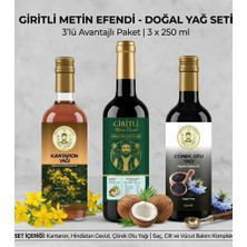 Giritli Metin Efendi Doğal Yağ Seti 3 x 250 ml - Kantaron Yağı, Hindistan Cevizi Yağı, Çörek Otu Yağı