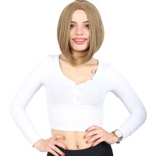 Kahkülsüz Düz Kısa Fiber Sen Peruk / Bebek Kumralı