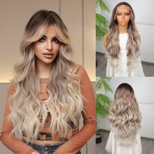 Rus Kumralı Beyaz Platin Ombreli ve Röfleli Tül Peruk