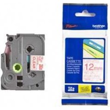 Zemira Home Brother TZE-132 12 mm Şeffaf Üzeri Kırmızı Laminasyonlu Etiket