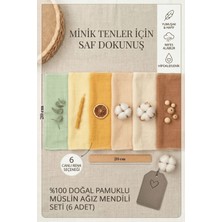 Luckka 6'lı Müslin Ağız Mendili , Ter Bezi Çift Kat Dikimli - 20x20 - Zt0011