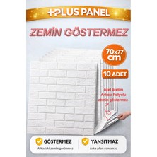 Renkli Duvarlar Zemin Göstermez 10 ADET 70x77 cm 2mm Kendinden Yapışkanlı Sünger Beyaz Tuğla Duvar Paneli Kağıdı Plus