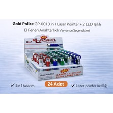 Dukkanıum Gold Police GP-001 3 In 1 Laser Pointer + 2 LED Işıklı El Feneri Anahtarlıklı 24 Adet