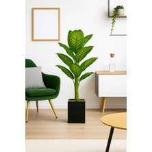 Difenbahya Gerçek Dokulu Yapay Ağaç 130 cm – Doğal Ahşap Saksılı Dekoratif Iç Mekan Bitkisi