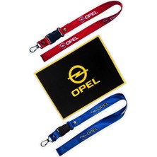 Tusba Market Opel Logolu Torpido Üstü Kaydırmaz Ped & Kırmızı Mavi Anahtarlıklı Oto Ayna Askısı