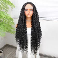 Dua Giyim Afro Dalga Siyah Fiber Sen Tül Peruk