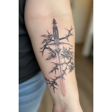 Tattoo Gerçekçi Kılıç ve Sarmaşık Model Geçici Kol Bacak Geçici Sticker Yapıştırma Dövme