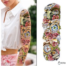 Gerçekci Geçici Gül Karışık Desen Kol Kaplama Dövme Tattoo