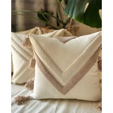 Punch Kare Kırlent Kılıf 40 x 40 cm Bej Renk 1 Adet El Yapımı Özel Tasarım