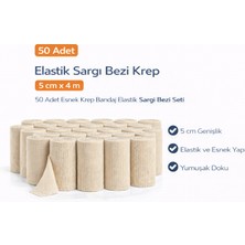 Dukkanıum Elastik Sargı Bezi Krep 5 cm x 4 M 50 Adet Esnek Krep Bandaj Elastik Sargı Bezi Seti