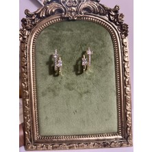 Mimoza Accessories Altın Kaplama Tek Delik Ikili Model Kadın Küpe