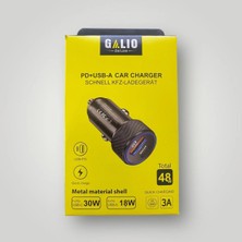 Eredka Galio TPYE-C(30W) /USB-A(18W) Çift Çıkış 48W Araç Çakmaklık Şarj Adaptörü