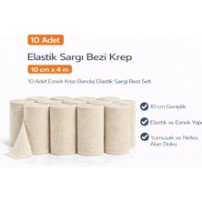 Dukkanıum Elastik Sargı Bezi Krep 10 cm x 4 M 10 Adet Esnek Krep Bandaj Elastik Sargı Bezi Seti