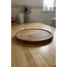 Doğal Masif Ahşap Yuvarlak Sunum Tabağı Meze ve Tatlı Tabağı