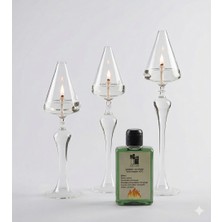 Lebron 3'lü Dekoratif Üfleme Cam Kandil Seti + Kandil Yağı Hediye Üçgen