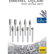 Creatividad Solutions Dremel Uyumlu Mini Oyma Gravür Uç Seti – 10'lu Tungsten Karbür, Ahşap/metal/plastik Için 722462