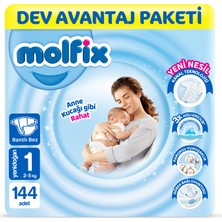 Molfix Kanal Teknolojisi Dev Avantaj Paketi 1 Beden Yenidoğan 144 Adet
