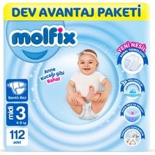 Molfix Kanal Teknolojisi Dev Avantaj Paketi 3 Beden Midi 112 Adet